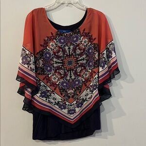 Apt. 9 Women's Red and Purple Floral Blouse